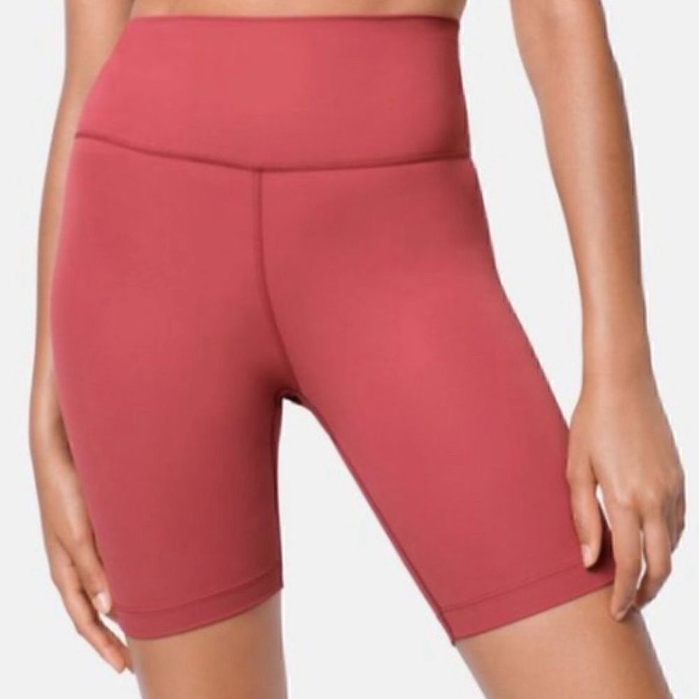 Outdoor voices lightform high waisted biker shorts earth red